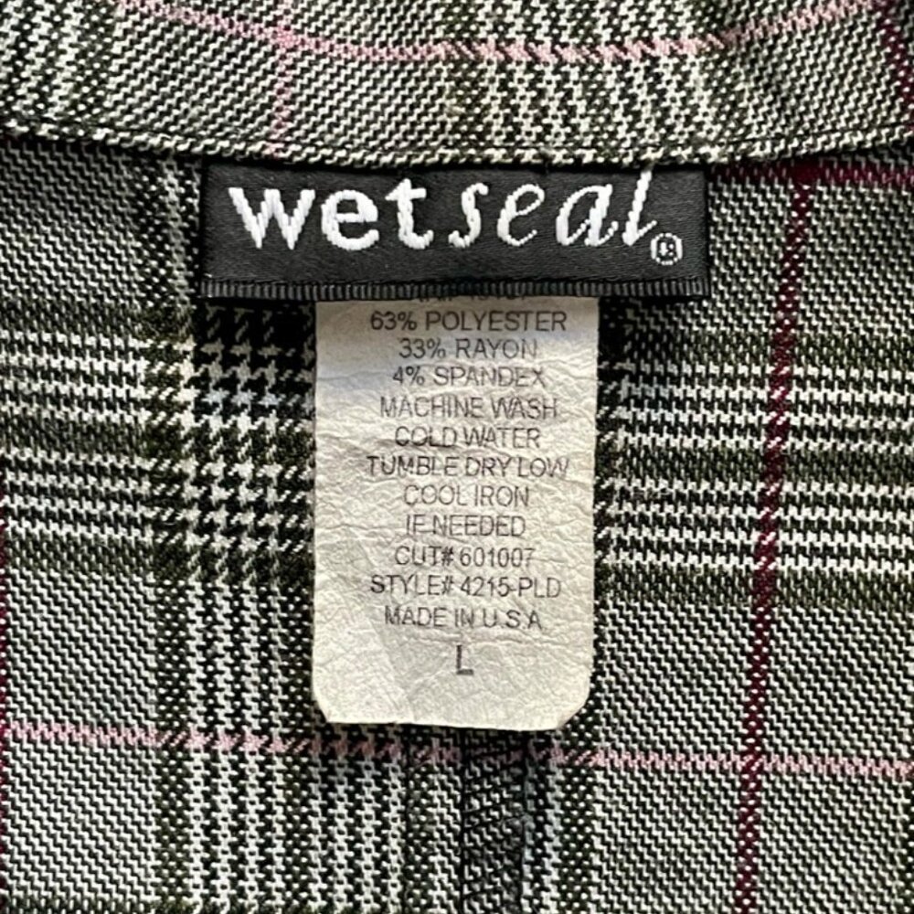 WET SEAL 90s Made in USA Plaid Blazer Pencil Skirt Suit Set L - Picture 3 of 13